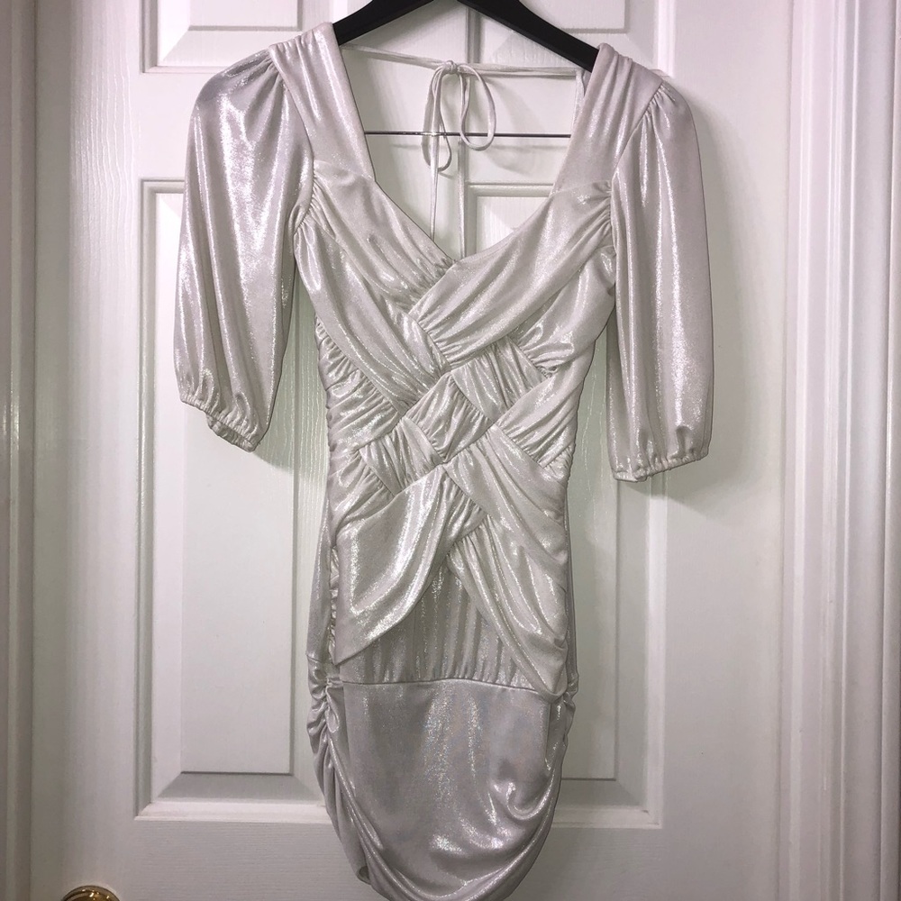 XXS Bebe Dress White/silver shimmer